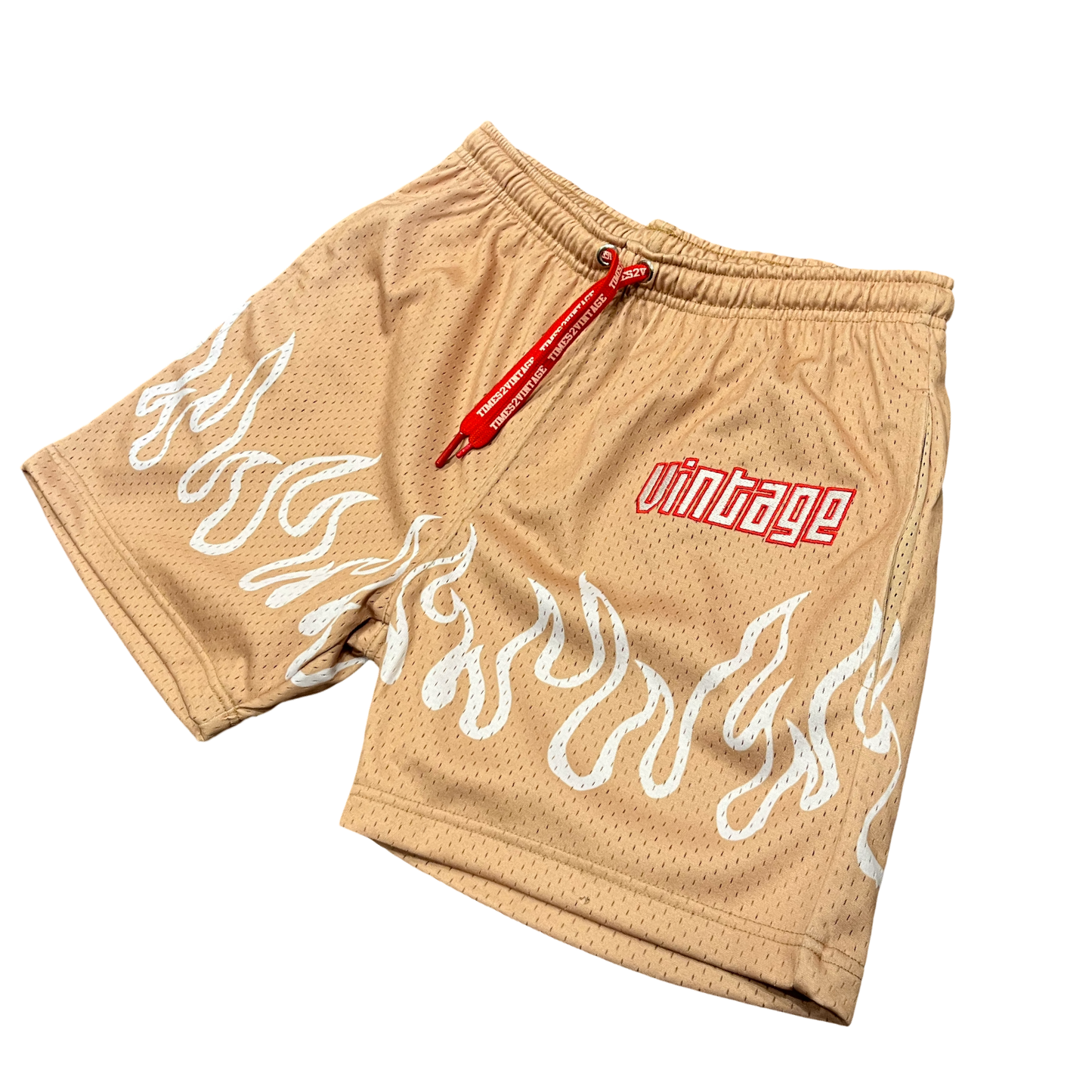 Light It Up Fire Shorts - Tan