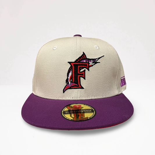 Groovy Marlins - Creme/Purple Fitted
