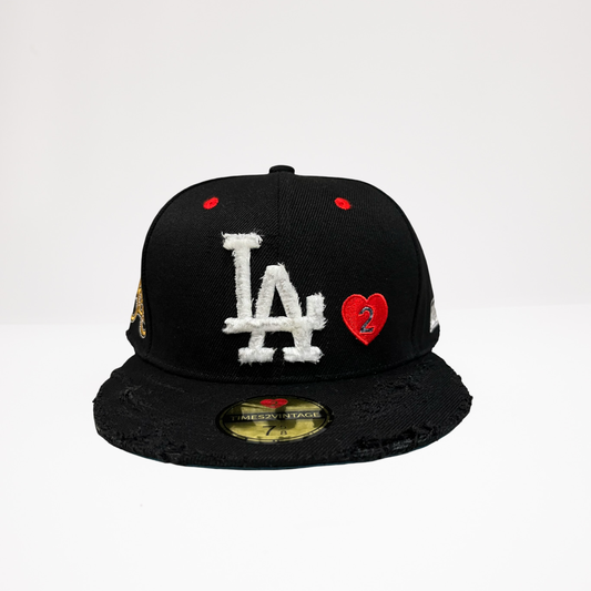 Distressed I Love LA - Black Fitted