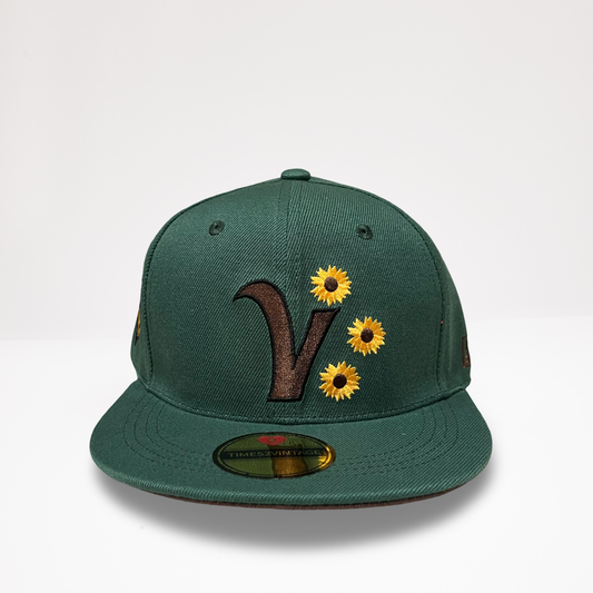 Vintage Sunflower - Green Snap Back