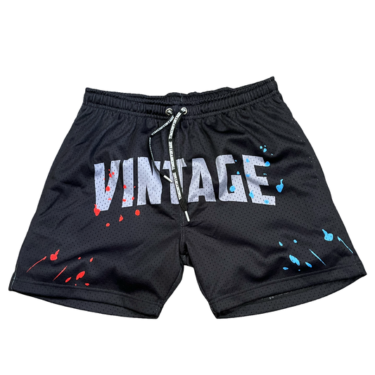 Vintage Splatter Shorts - Black