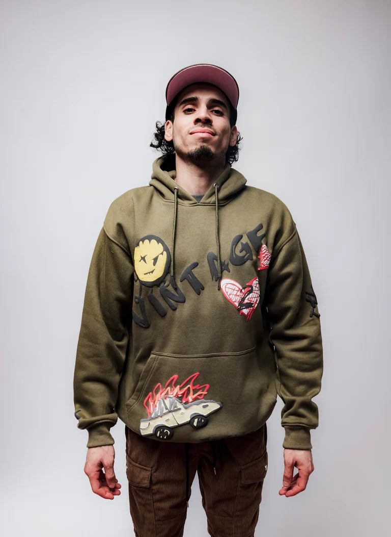 Graffiti Hoodie - Olive