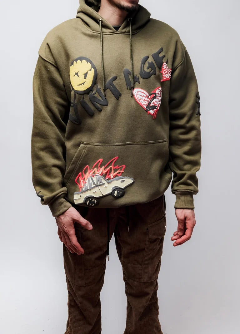 Graffiti Hoodie - Olive